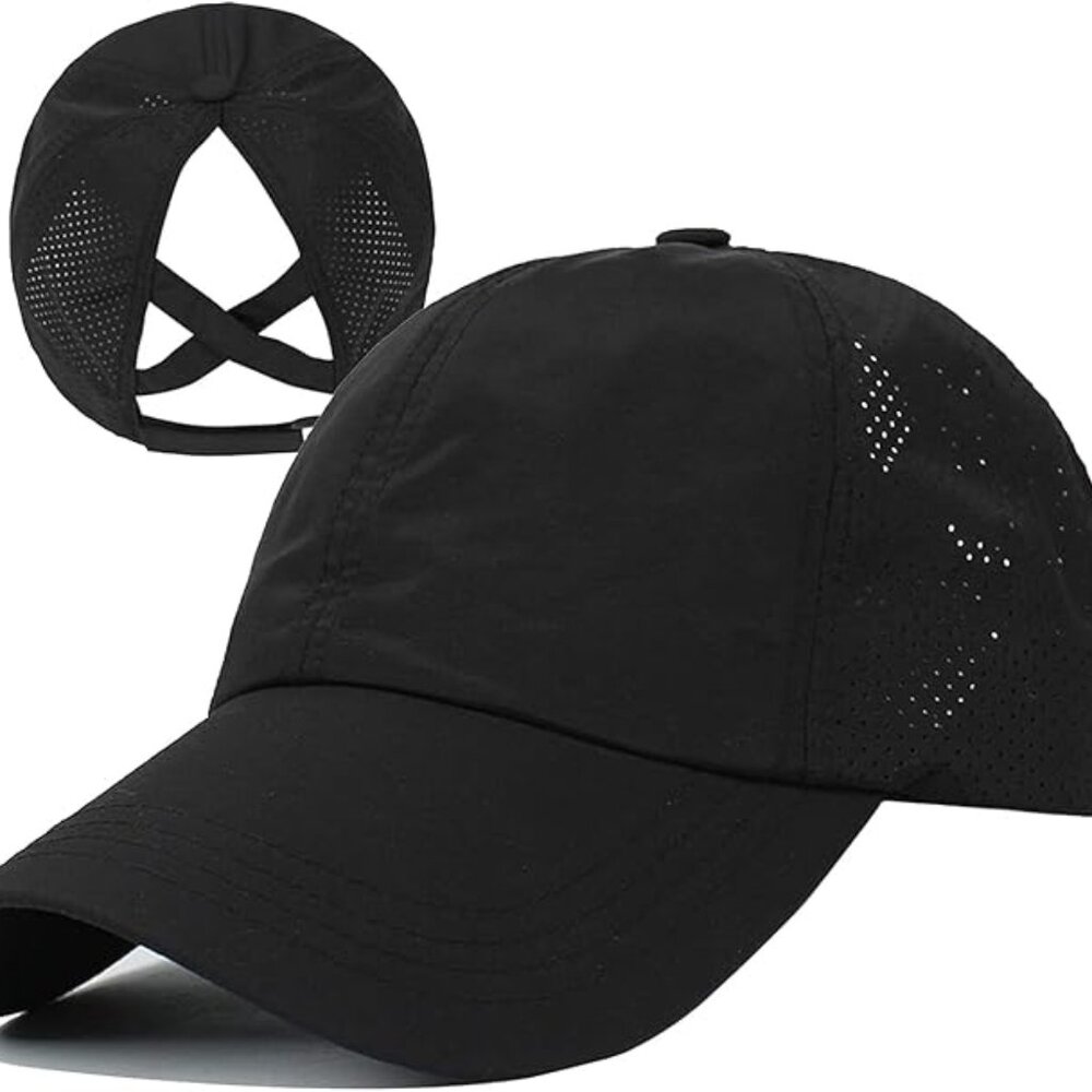 Muryobao: Women's Criss Cross Ponytail Baseball Cap Adjustable High Ponycap